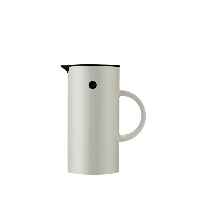 Stelton EM77 Isolierkanne 0,5 l in Sand mit schwarzem Kippverschluss und seitlichem Griff