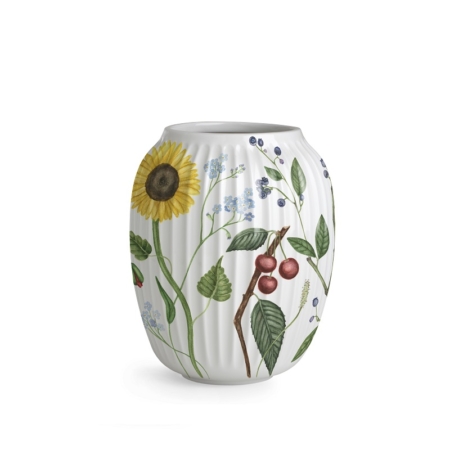 Hammershoi Vase von Kähler-Design mit sommerlichen Blumenmotiven aufd weissem Porzellan