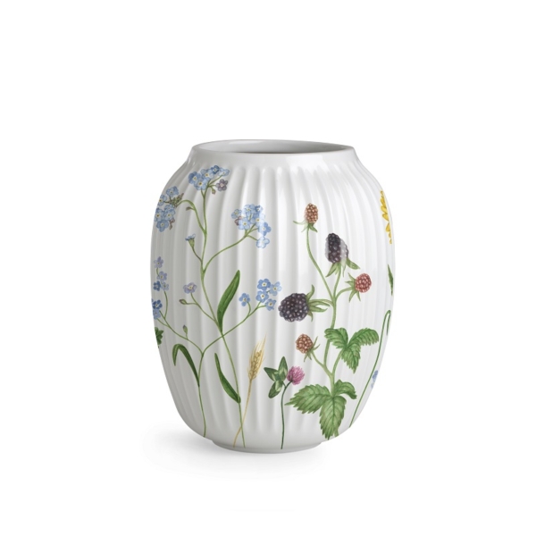 Hammershoi Vase von Kähler-Design mit sommerlichen Blumenmotiven aufd weissem Porzellan