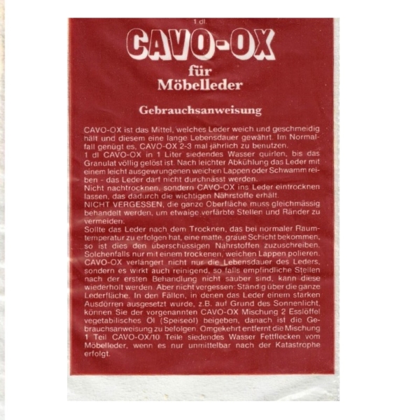 CAVO OX Lederpflege - 50g Kunststoffbeutel mit Gebrauchsanweisung in deutscher Sprache
